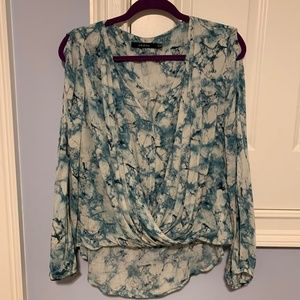 Tye Dye Long Sleeve Cold Shoulder Blouse - Ark&Co